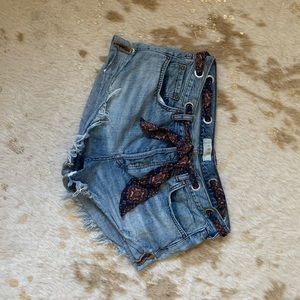 Free People Denim Button Up Shorts